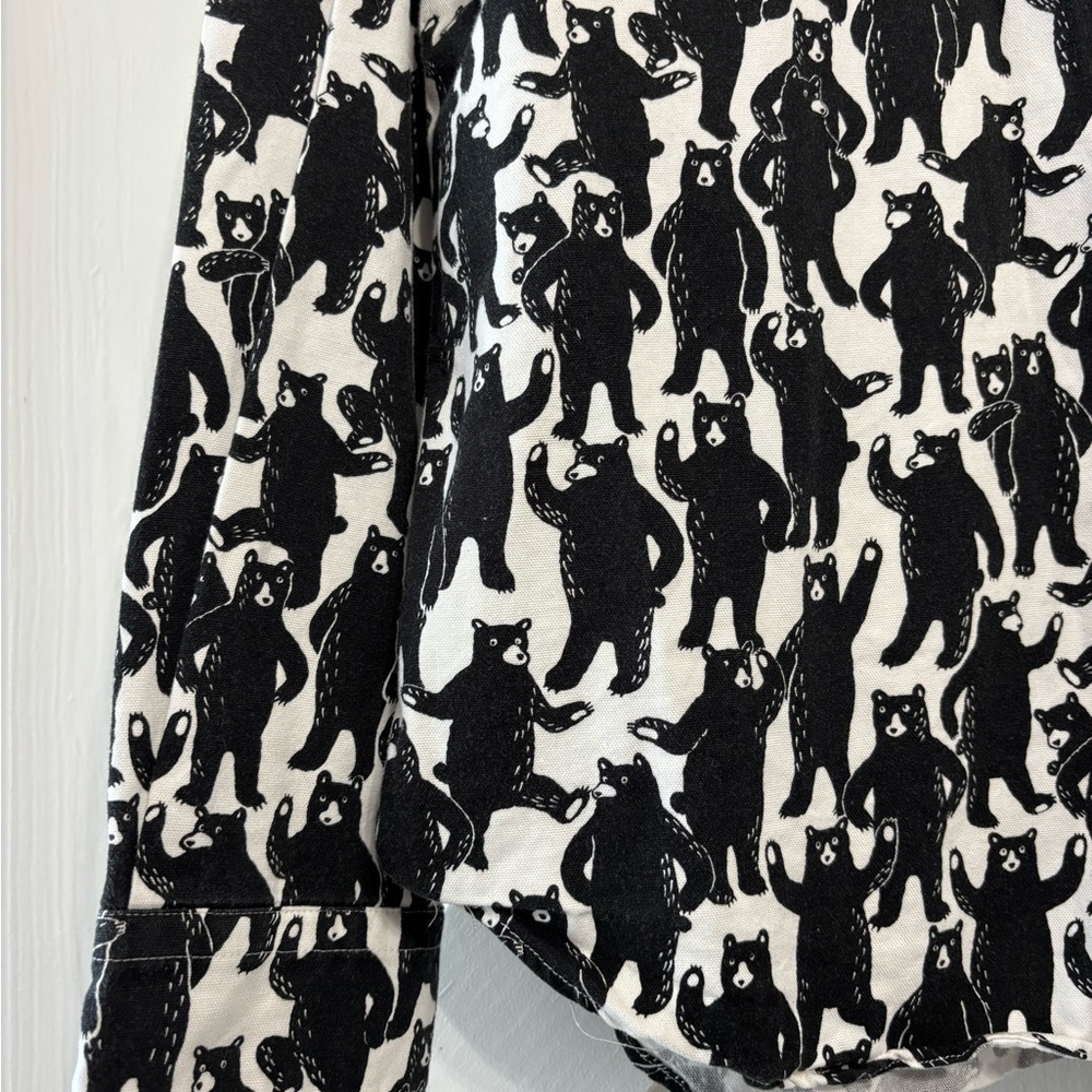 Ciao Indenture Made in Japan Bear Print Button Down Shirt Black White L - Picture 5 of 9